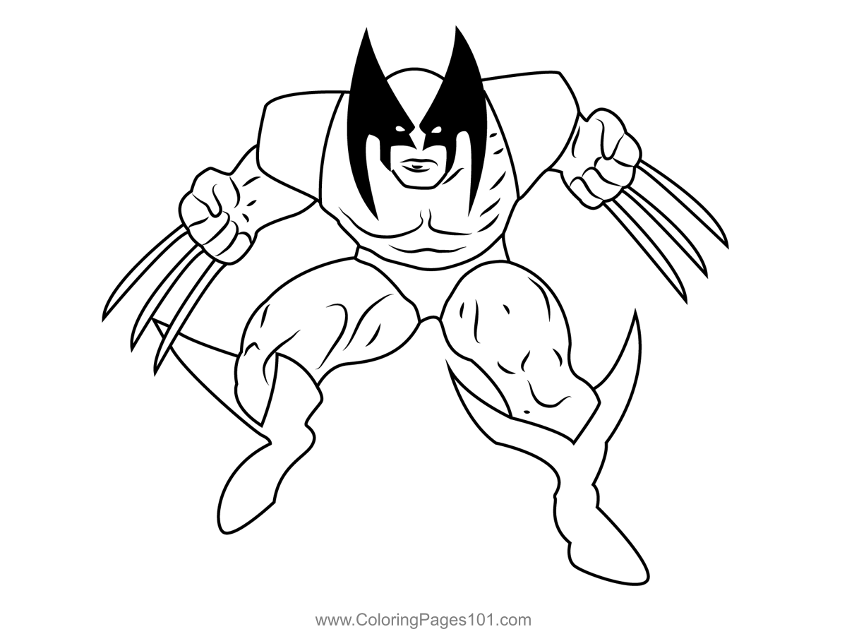 Wolverine ready to attack coloring page for kids