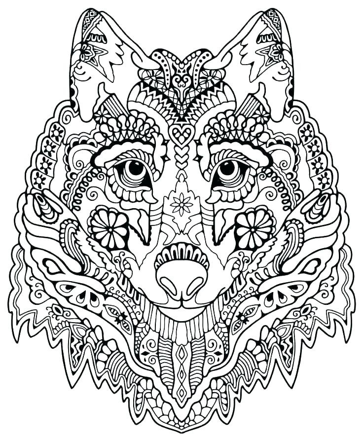 Wolf coloring pages for adults