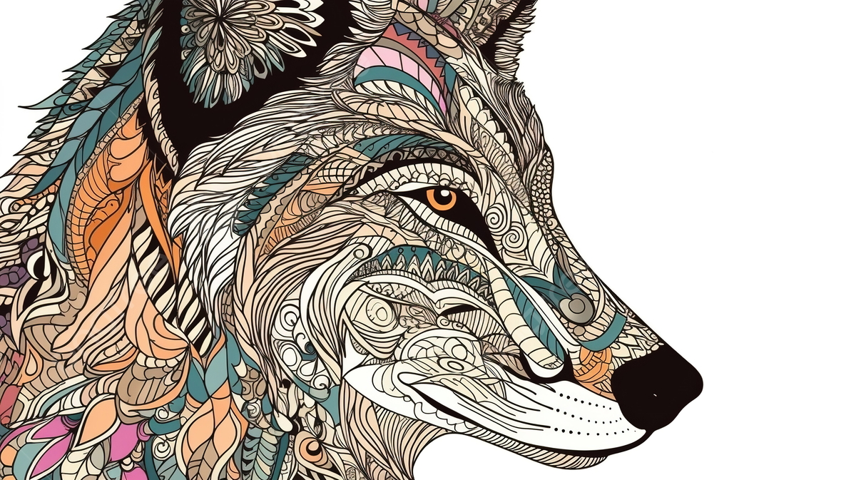 An adult coloring page with a wild ornate wolf background animal picture to print and color animal animal powerpoint background image and wallpaper for free download