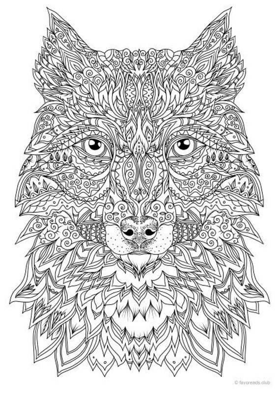 Fantasy wolf printable adult coloring page from favoreads coloring book pages for adults and kids coloring sheets coloring designs