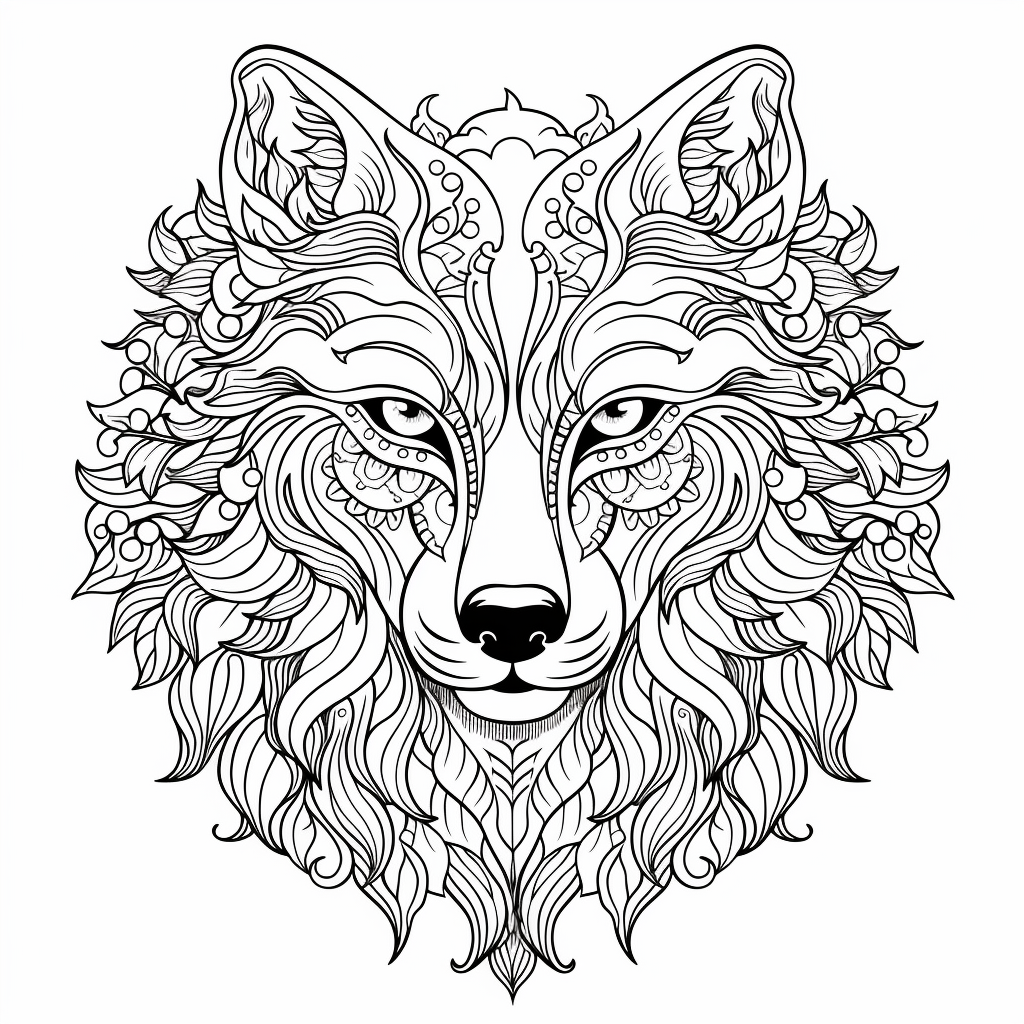 Wolf coloring pages for adults