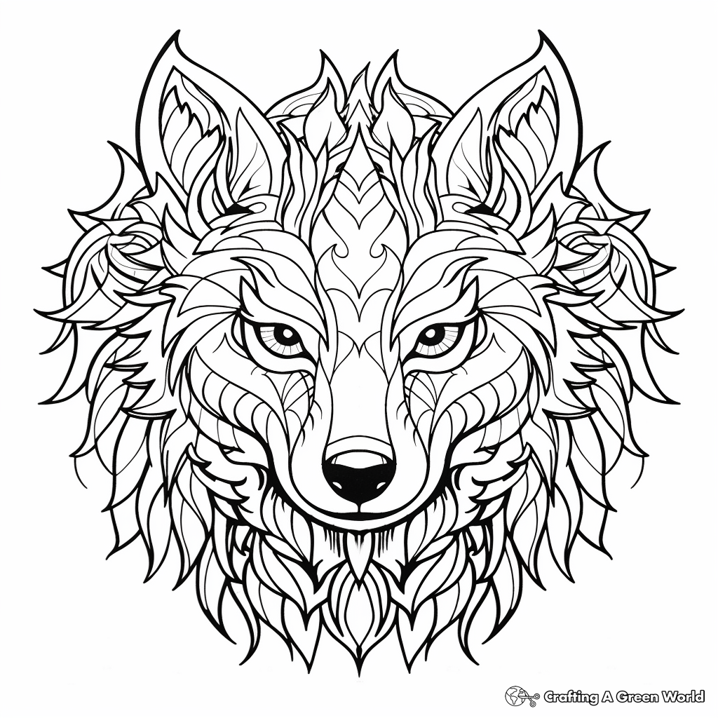 Wolf mandala coloring pages