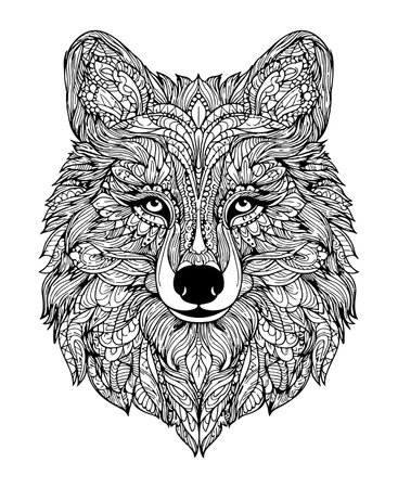 Wolf coloring pages stock illustrations cliparts and royalty free wolf coloring pages vectors