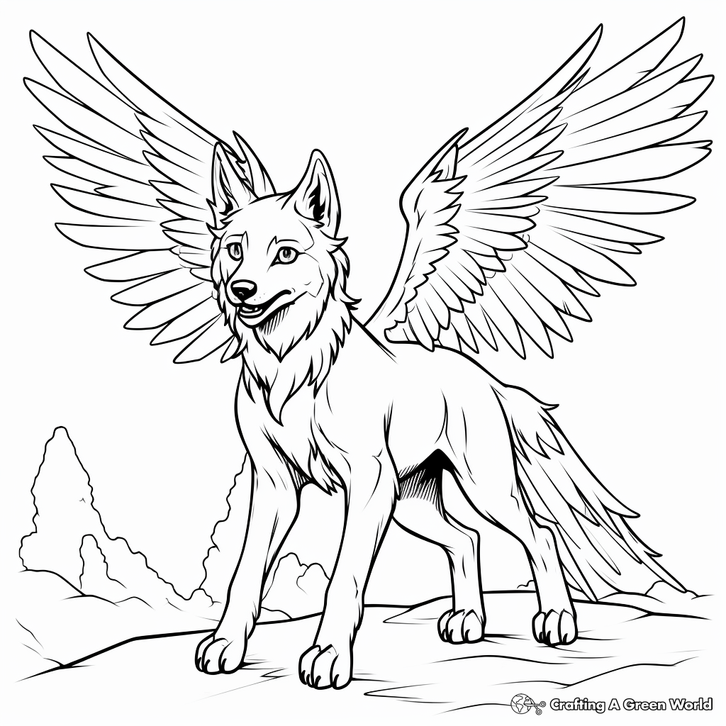 Winged wolf coloring pages