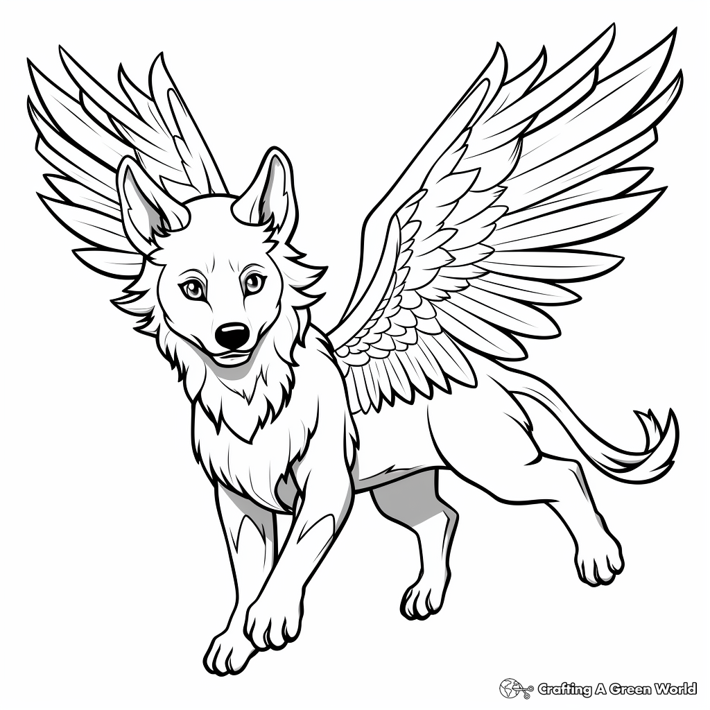 Wolves with wings coloring pages