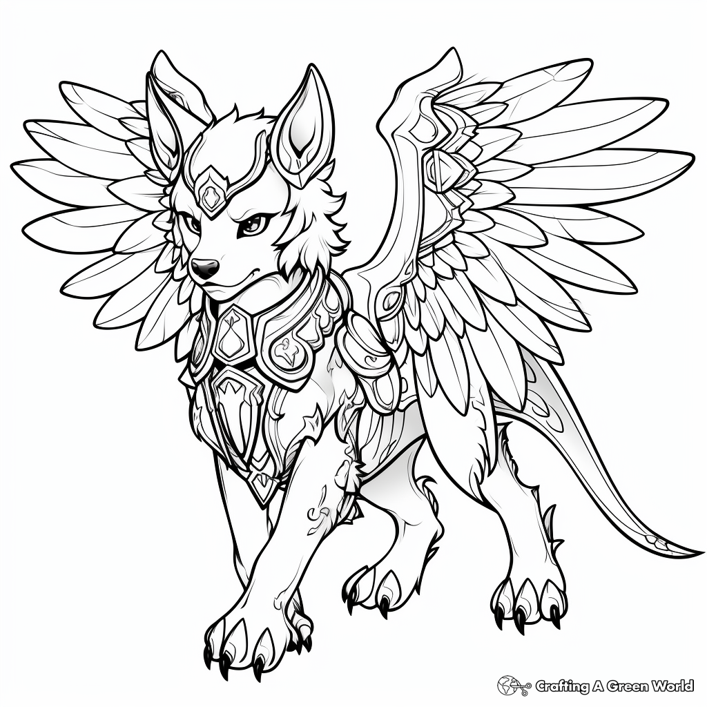 Wolves with wings coloring pages