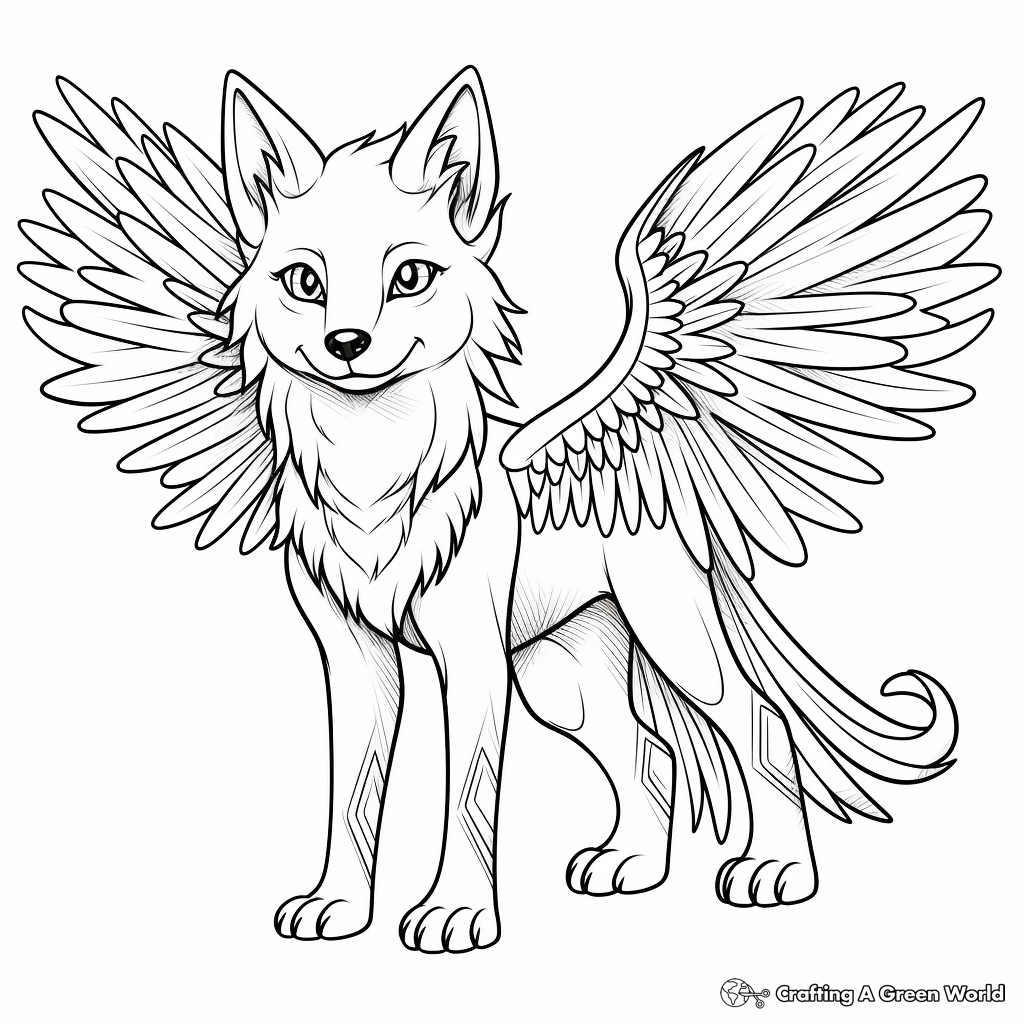 Winged wolf coloring pages