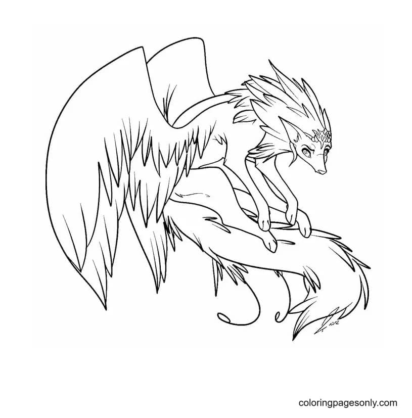 Wolf with wings coloring pages