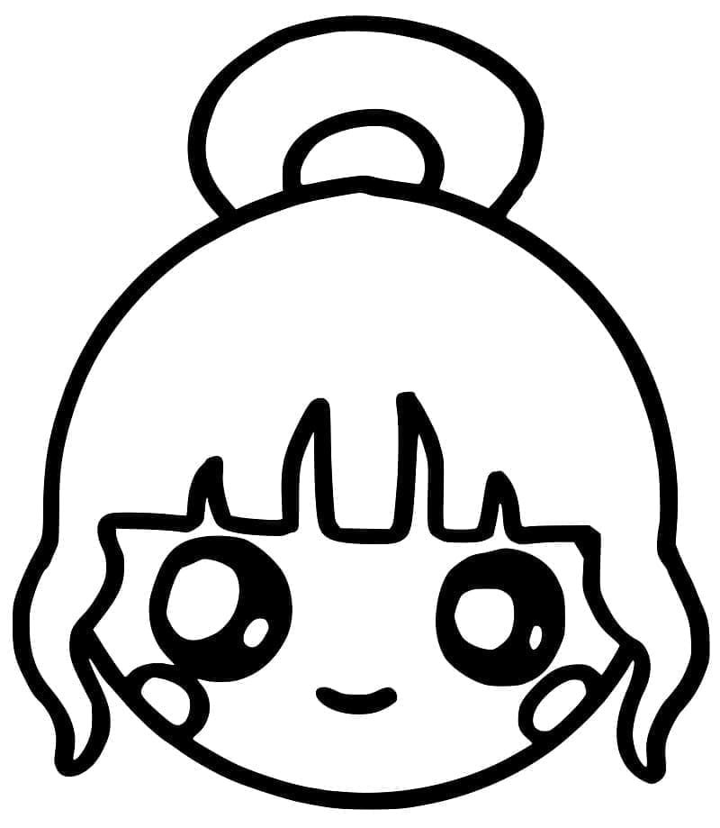 Kawaii girl face coloring page