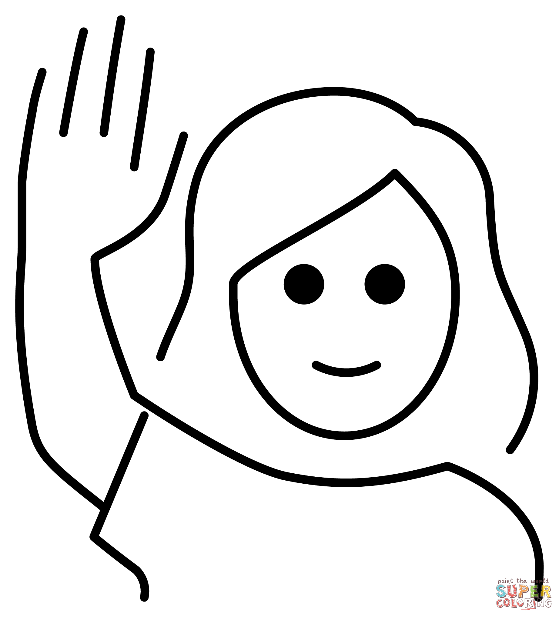 Woman raising hand emoji coloring page free printable coloring pages