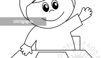 Little girl raising hand coloring page