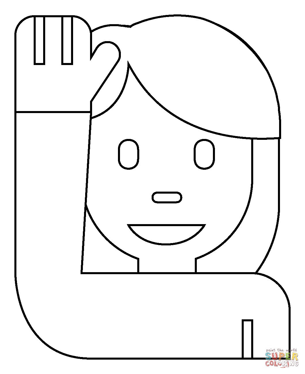 Woman raising hand emoji coloring page free printable coloring pages