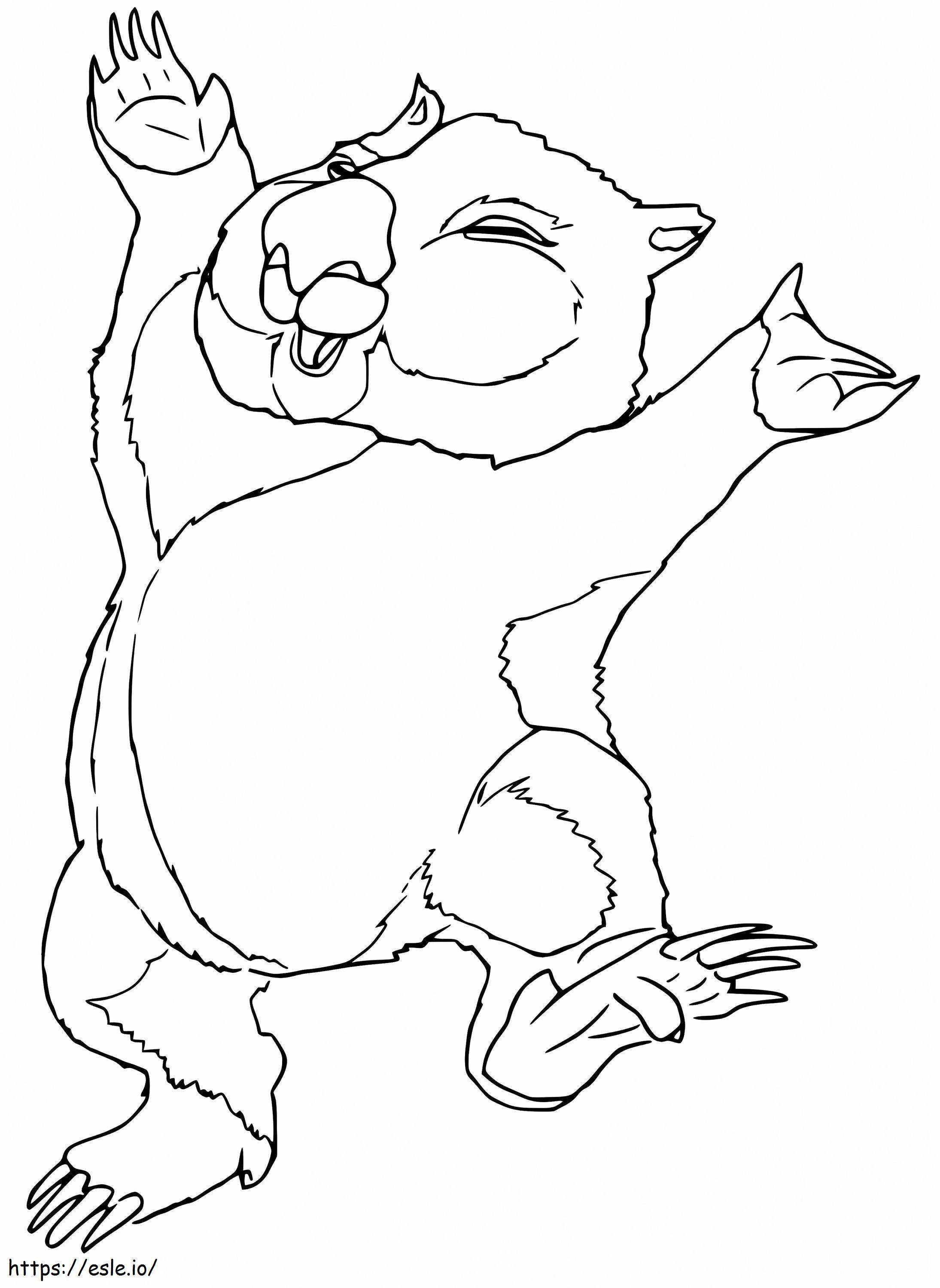 Cartoon happy wombat coloring page