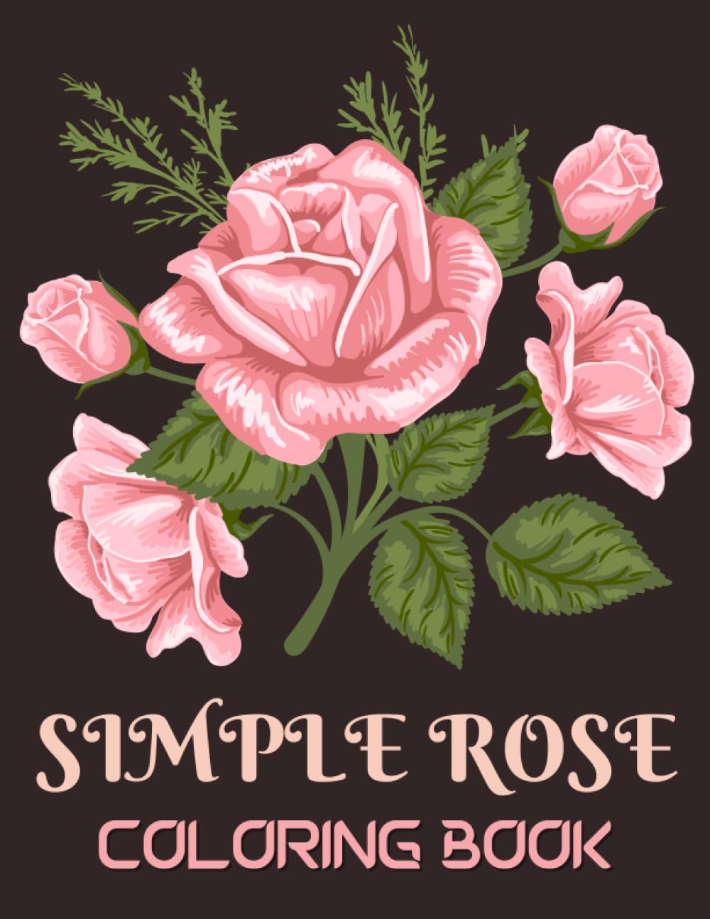 Simple rose coloring book designs of relaxing beautiful flower