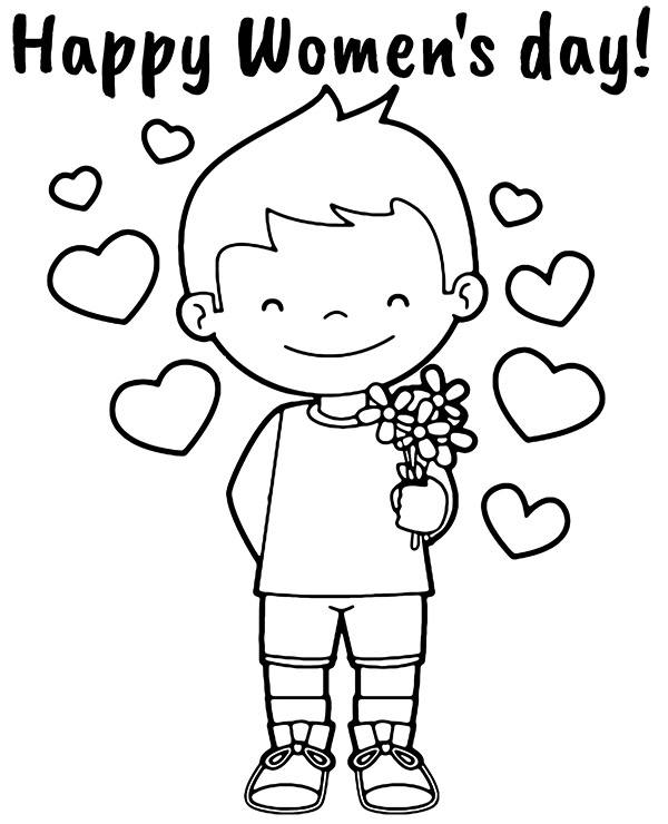 Printable womens day coloring page for kids