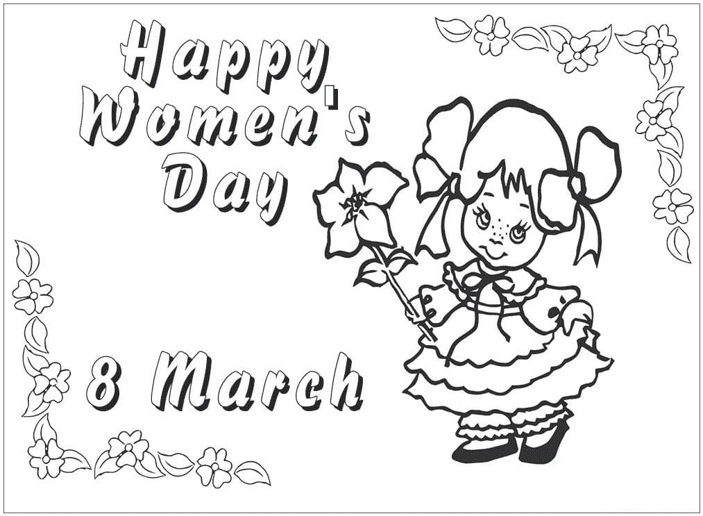 Free printable happy womens day coloring page