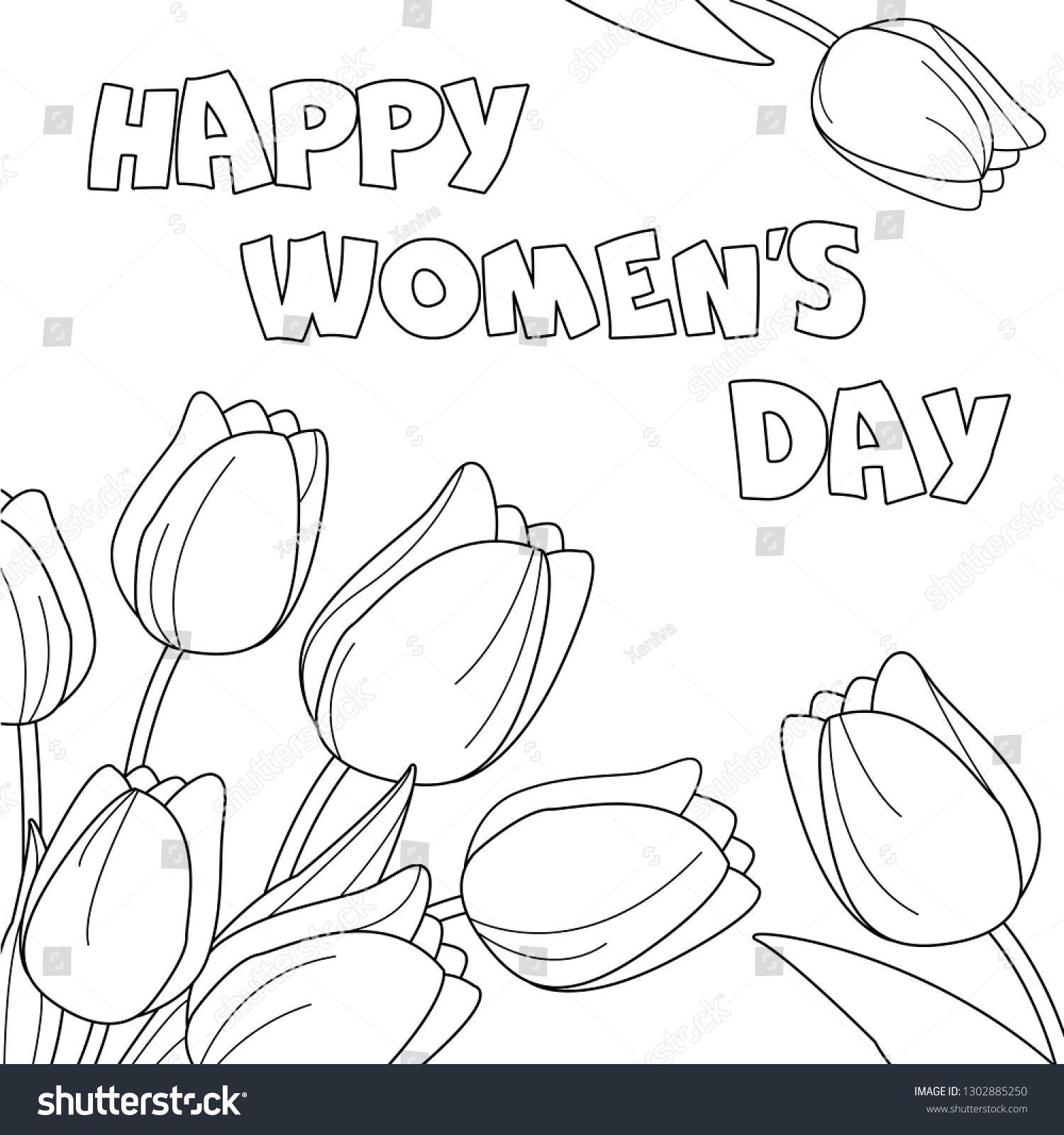 Coloring page lettering happy womens day stock vector royalty free