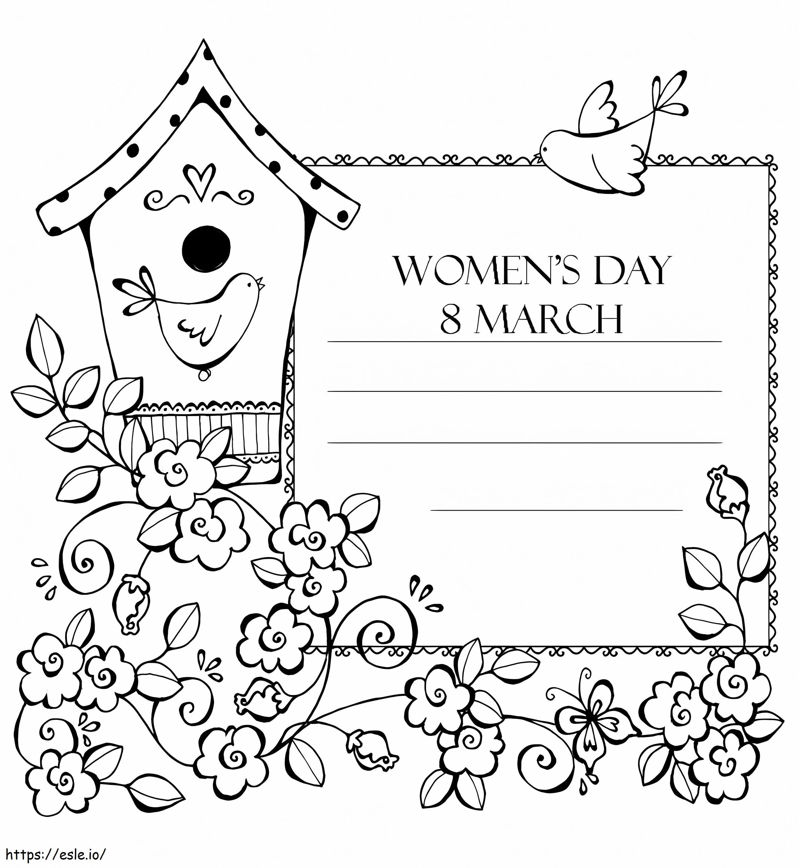 Womens day card coloring page