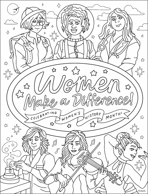 Womens history month coloring page