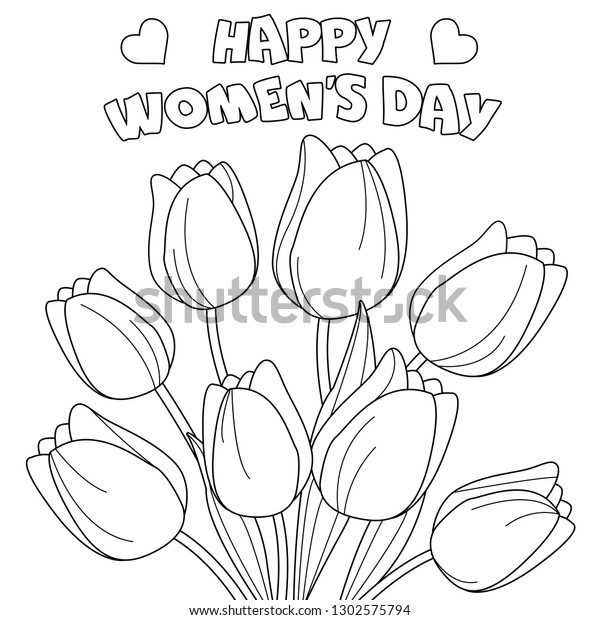 Coloring page happy womens day black stock vector royalty free