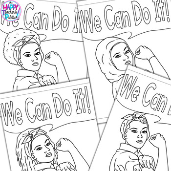 We can do it poster and coloring pages womens history month