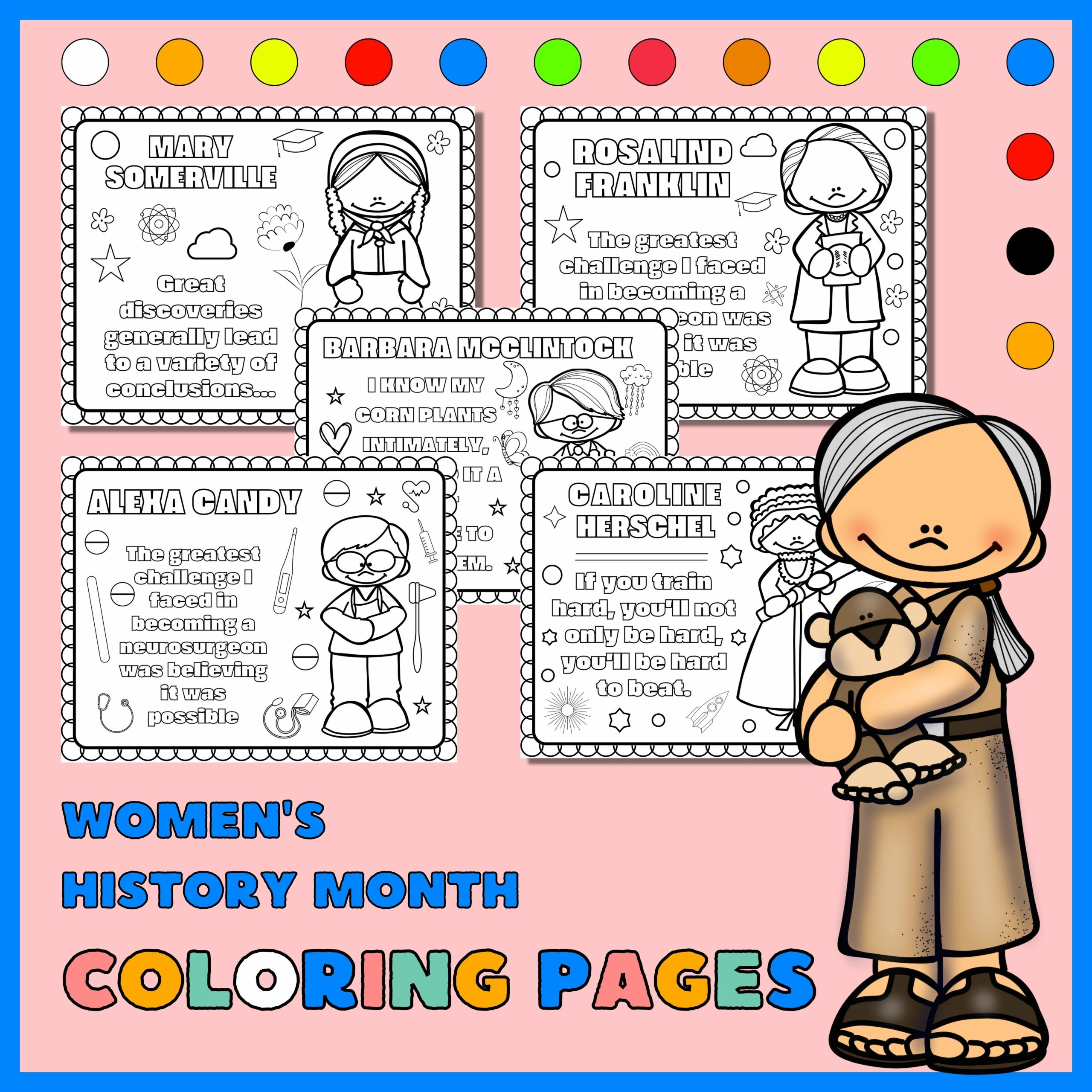 Womens history month famous female scientist coloring pages for toddlers made by teachers