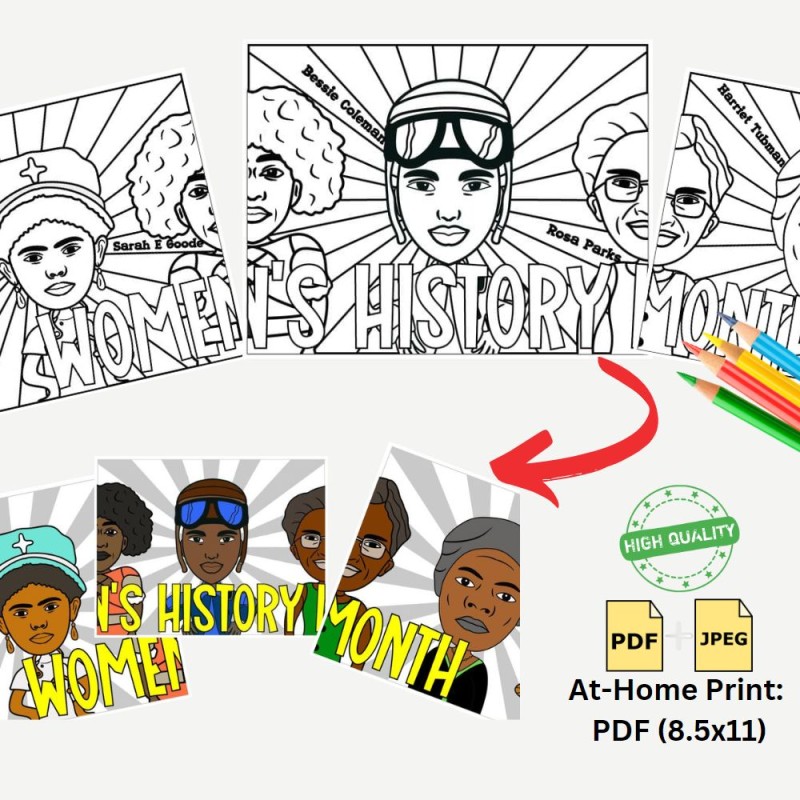 Womens history month banner coloring