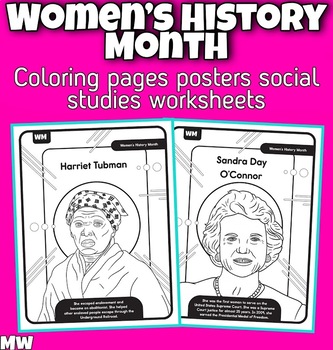 Womens history month coloring pages posters social studies worksheets