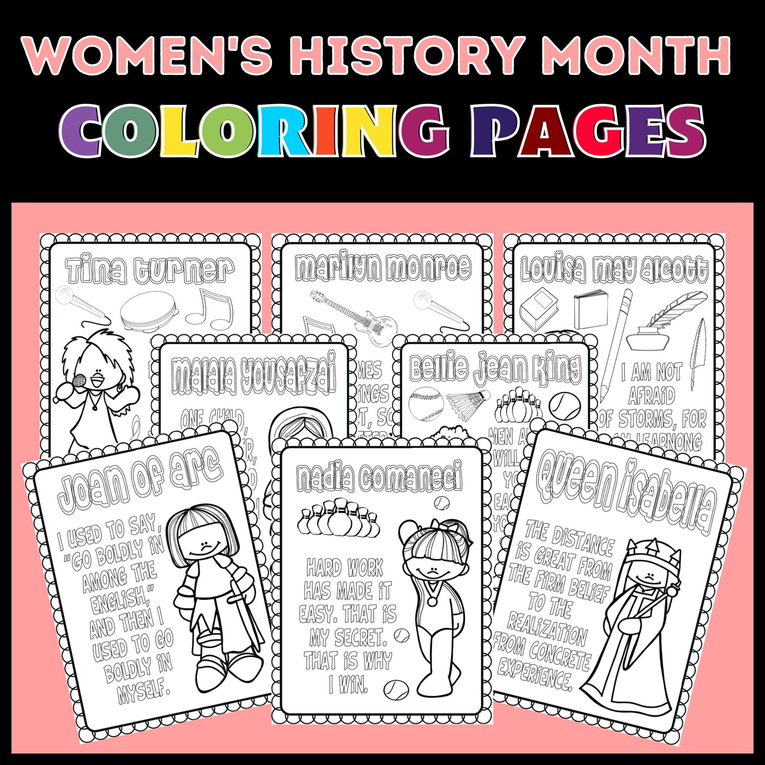 Womens history month coloring pages inspiring quotes for womens history month made by teachers