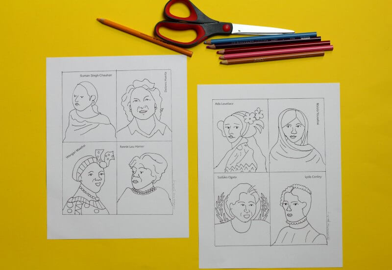 The women cards womens history month coloring pages