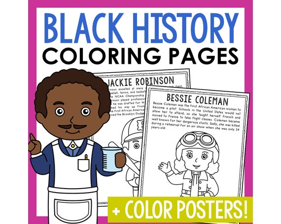 Black history month for kids coloring page posters activity social studies bulletin board decor february classroom unit study lesson