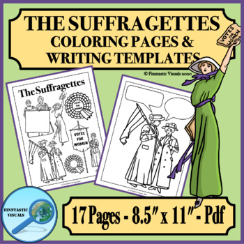 Womens history month suffragette coloring pages and writing templates