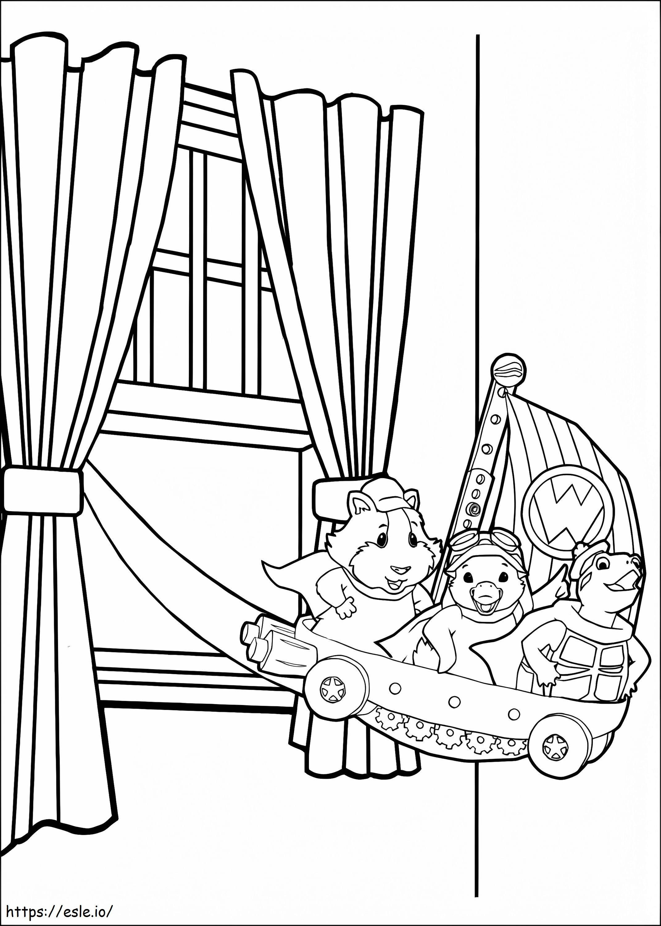 Wonder pets in the flyboat flying coloring page