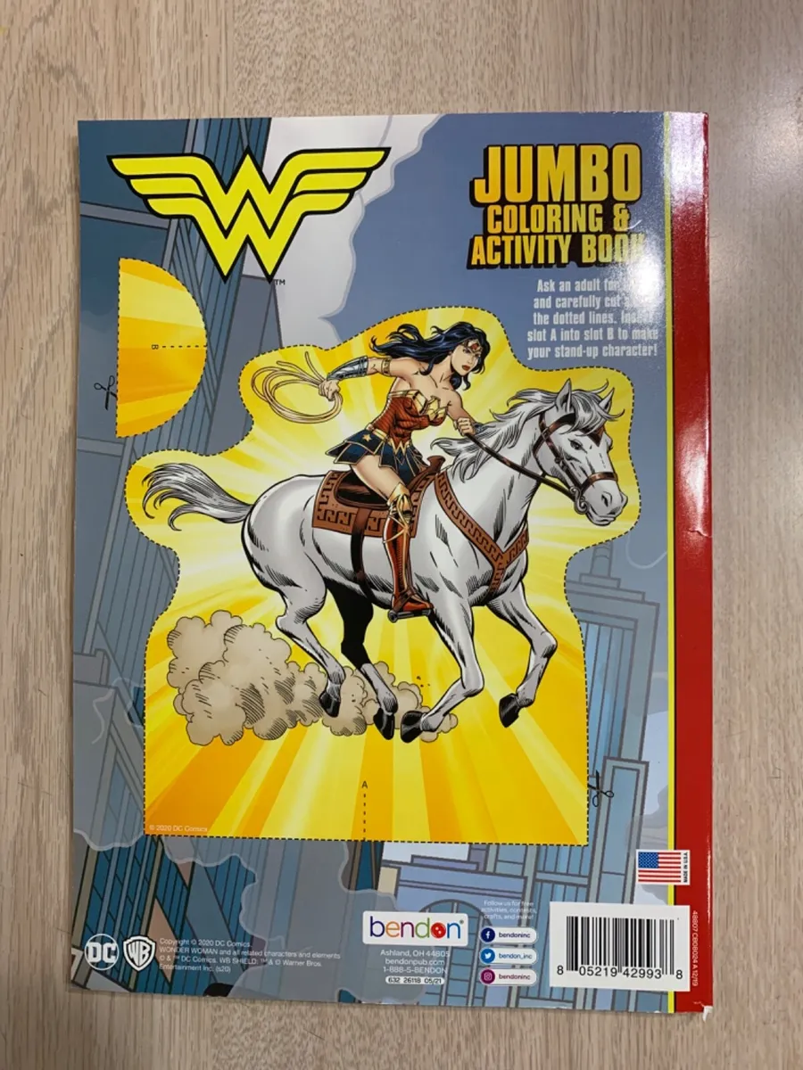 Wonder woman jumbo coloring activity book with bonus stand