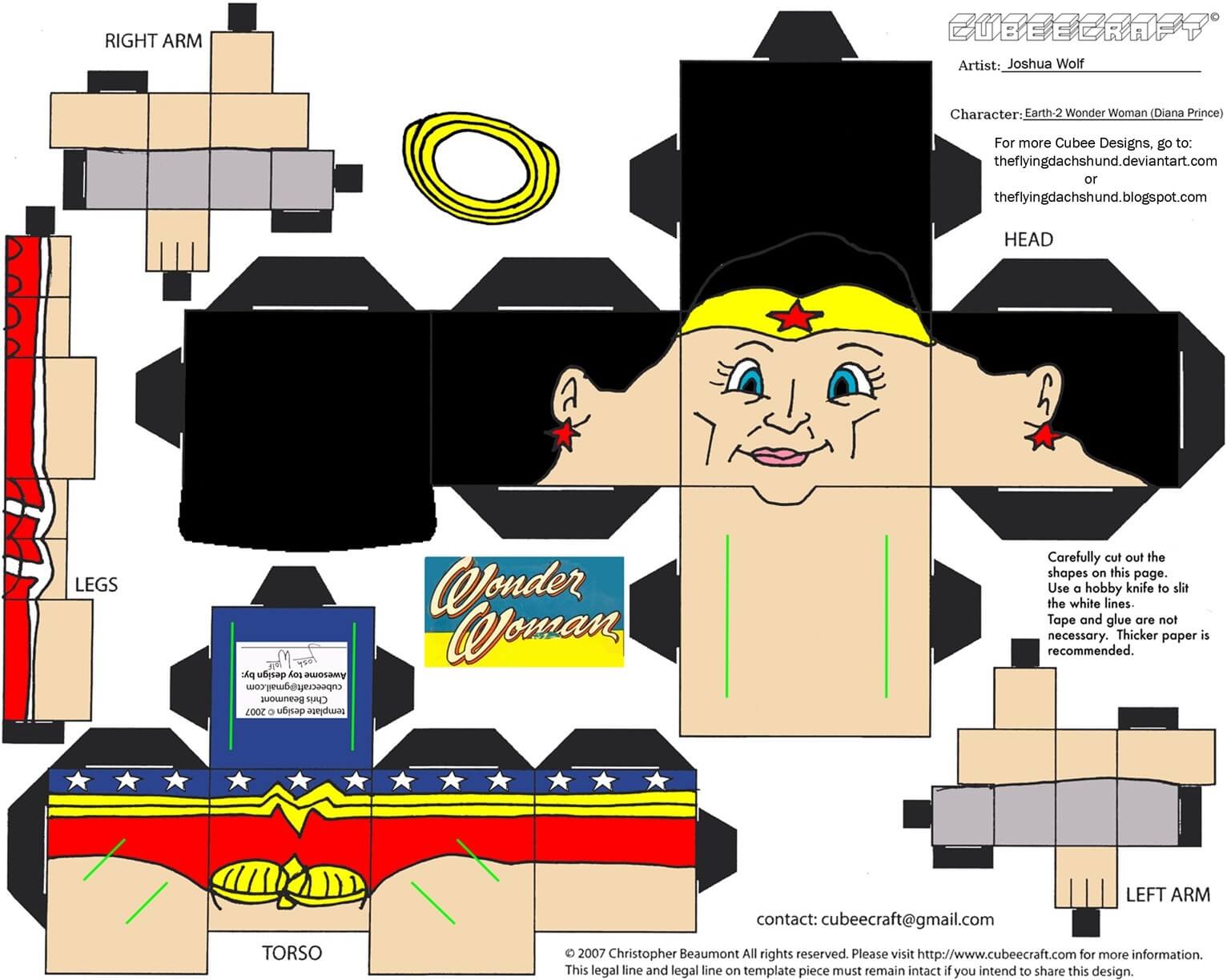 E wonder woman paper toy free printable papercraft templates