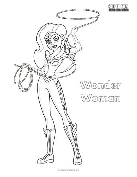 Wonder woman superhero coloring page