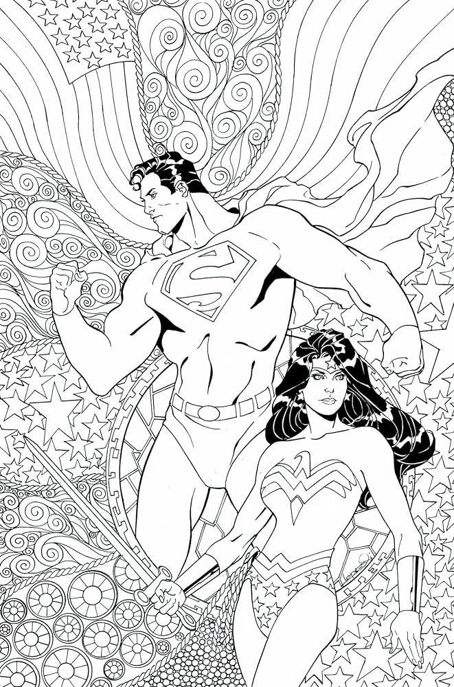 Superman wonder woman adult coloring book var ed unknown author books