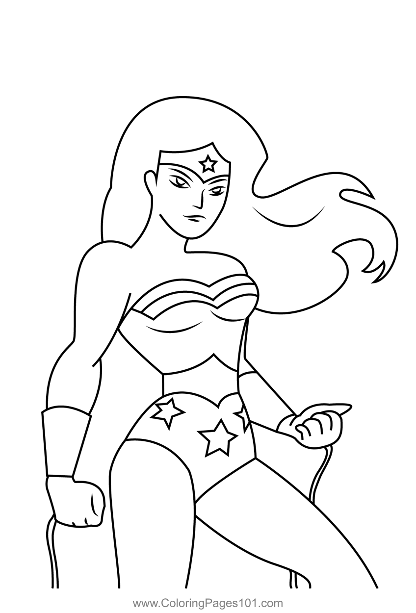 Angry wonder woman coloring page for kids