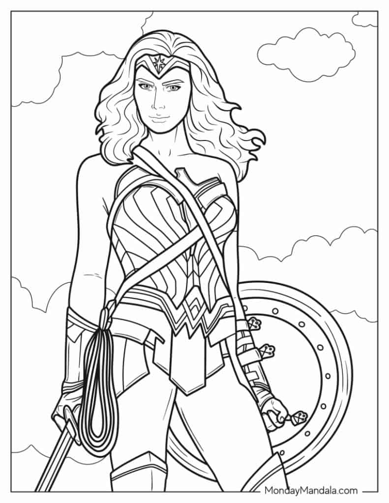 Wonder woman coloring pages free pdf printables