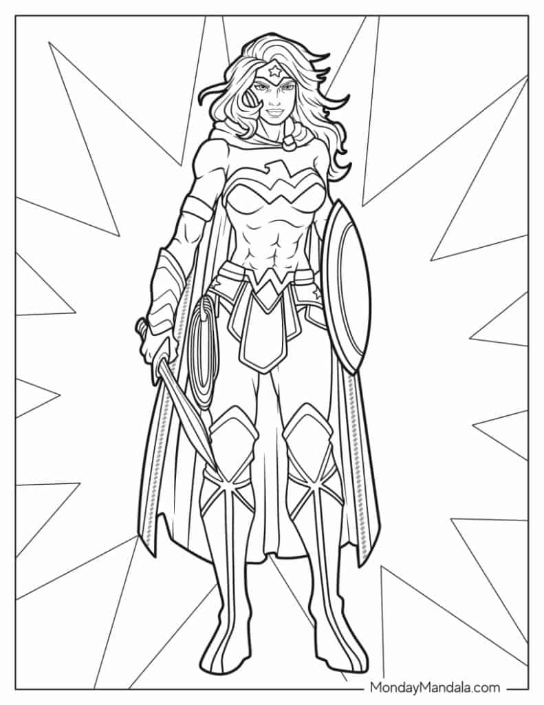 Wonder woman coloring pages free pdf printables