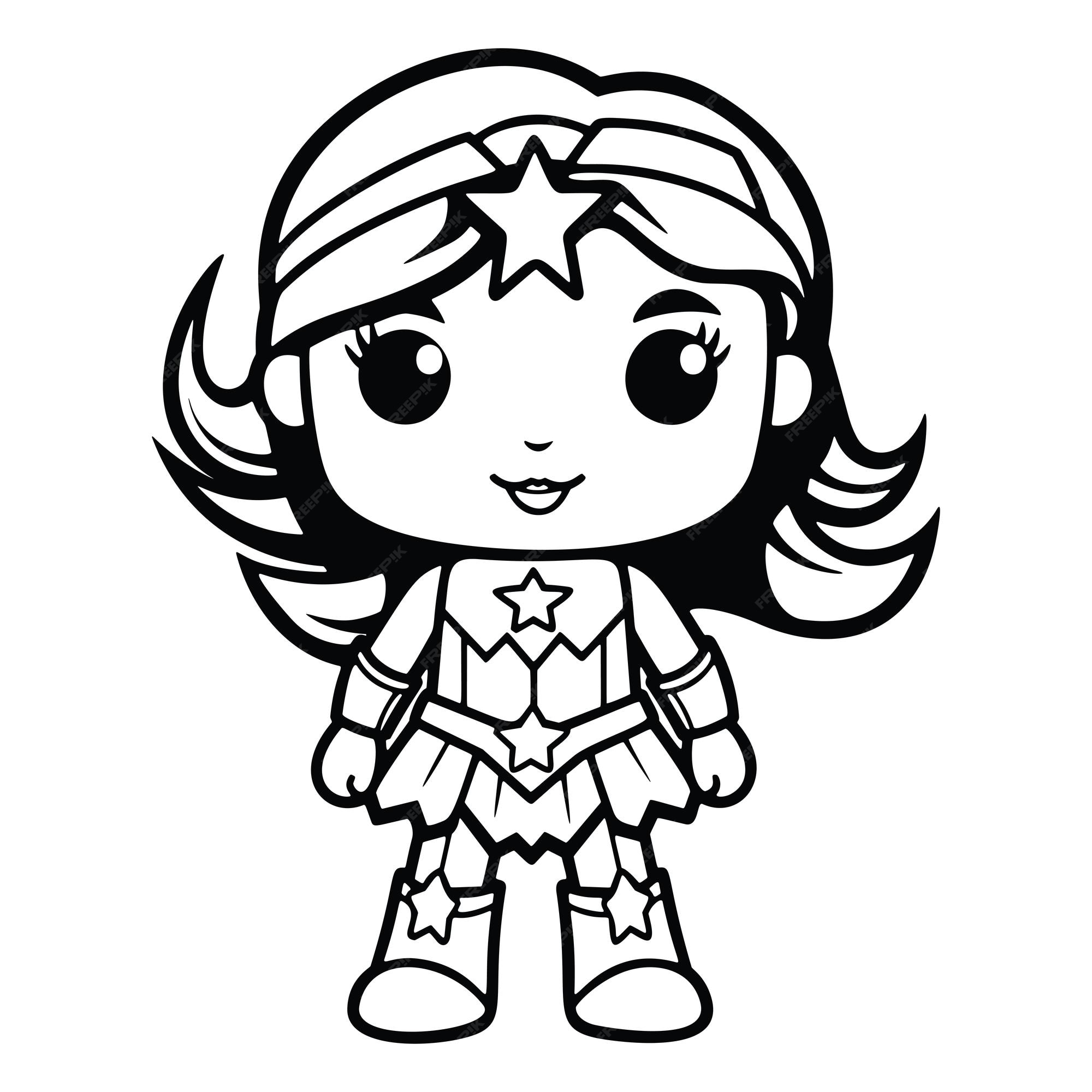 Premium vector kawaii chibi super hero girl