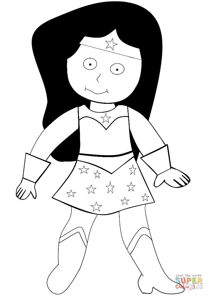 Cartoon wonder woman coloring page free printable coloring pages