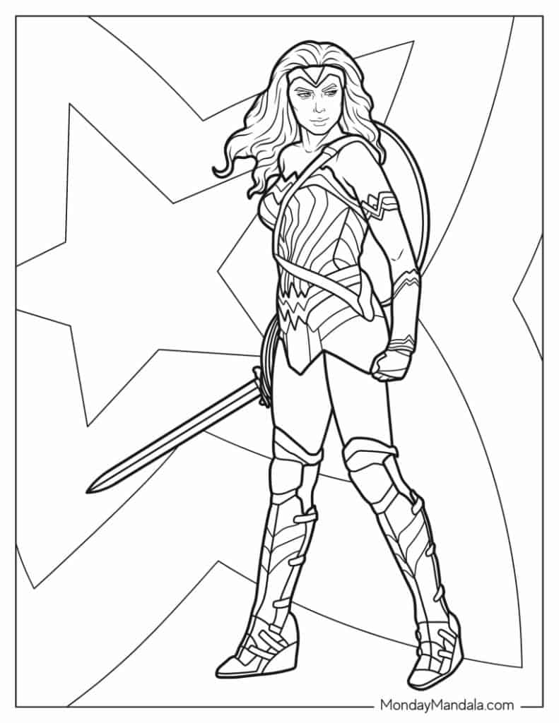 Wonder woman coloring pages free pdf printables