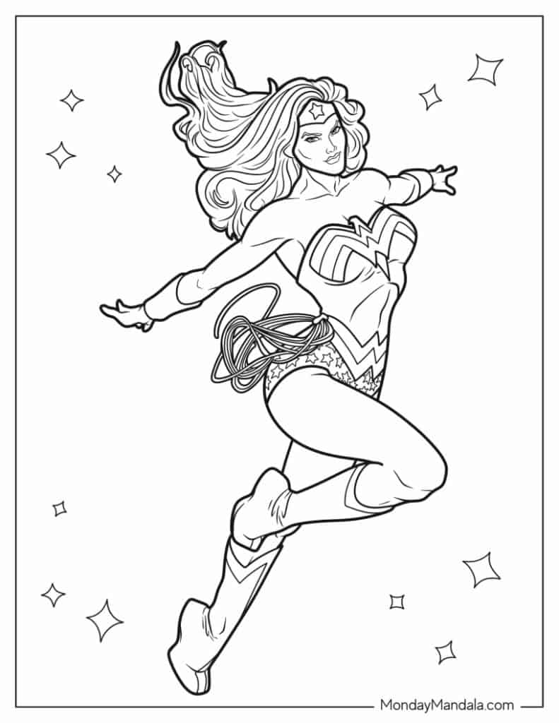 Wonder woman coloring pages free pdf printables