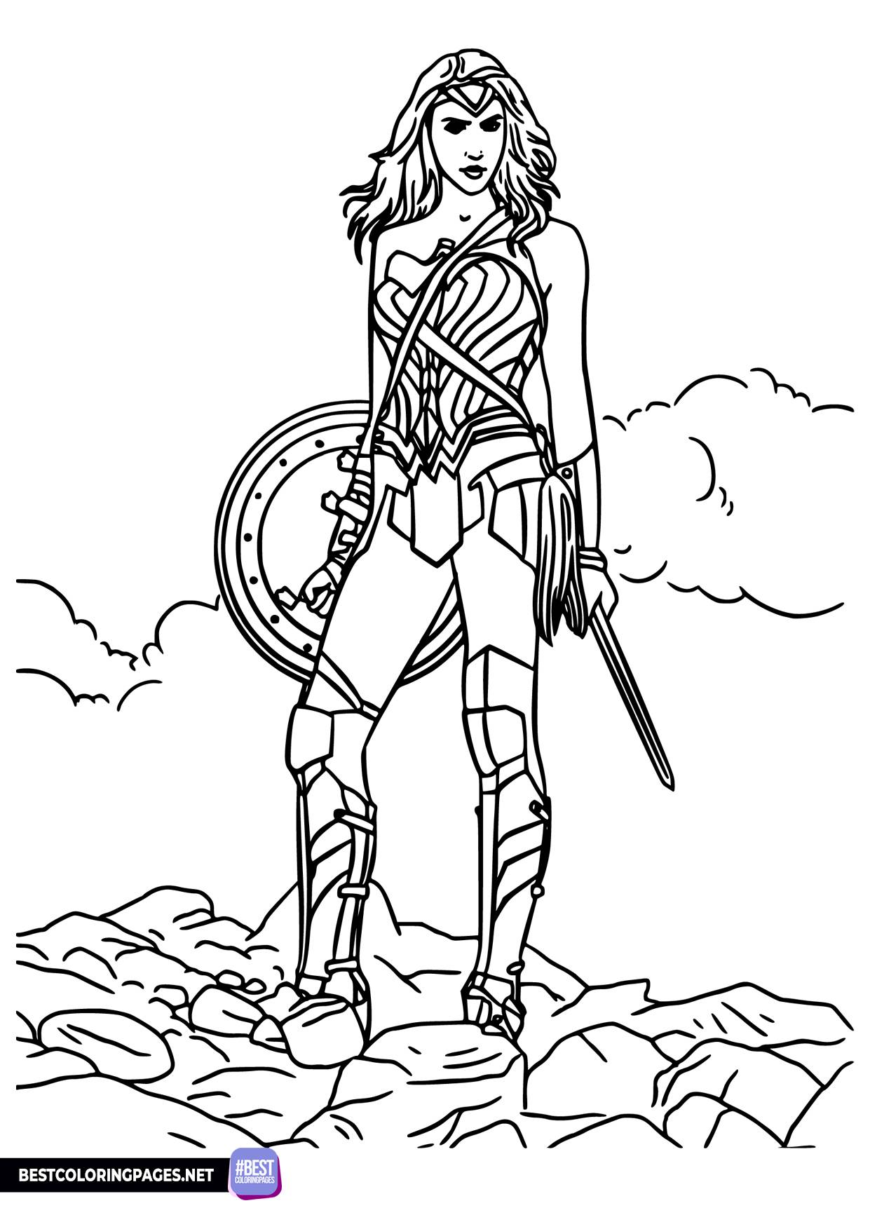 Free printable wonder woman coloring sheet