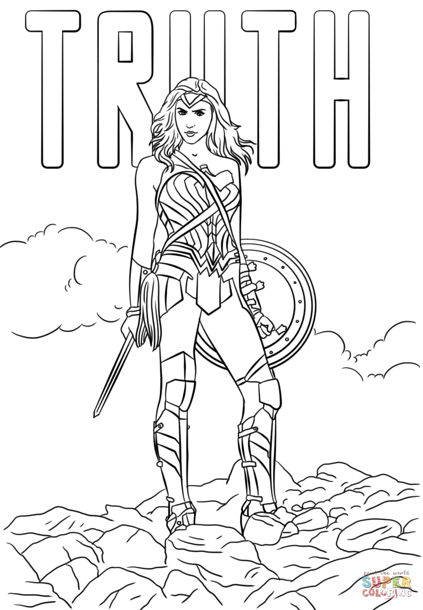 Wonder woman truth coloring page free printable coloring pages