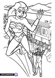 Wonder woman action coloring sheet