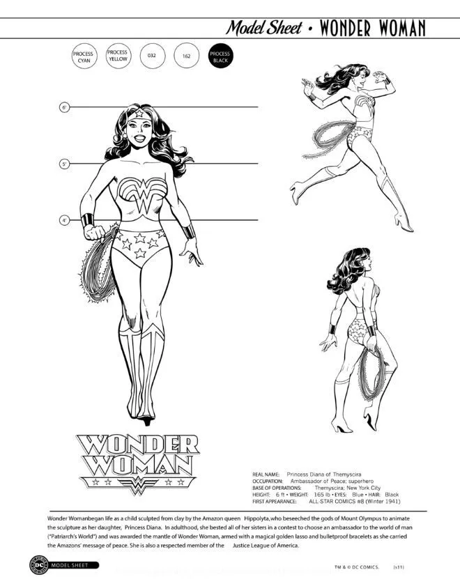 Dc style guide print a wonder woman model sheet