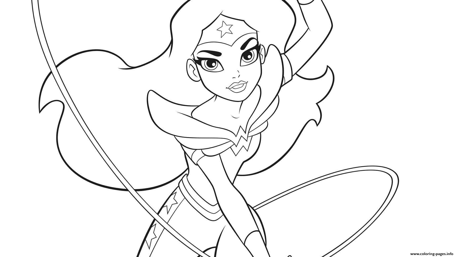 Wonder woman from dc superhro girls coloring page printable