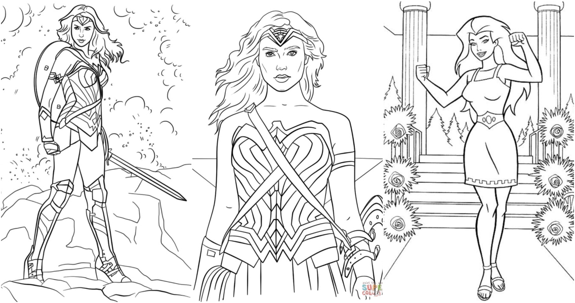 Free wonder woman coloring pages for kids and adults